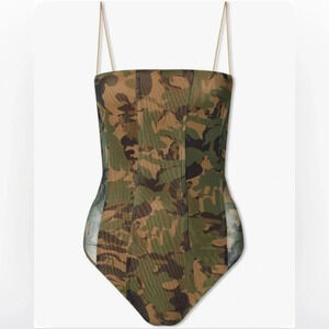 NWT Good American GOOD AMERICAN PRINTED MESH CORSET BODYSUIT Size 0